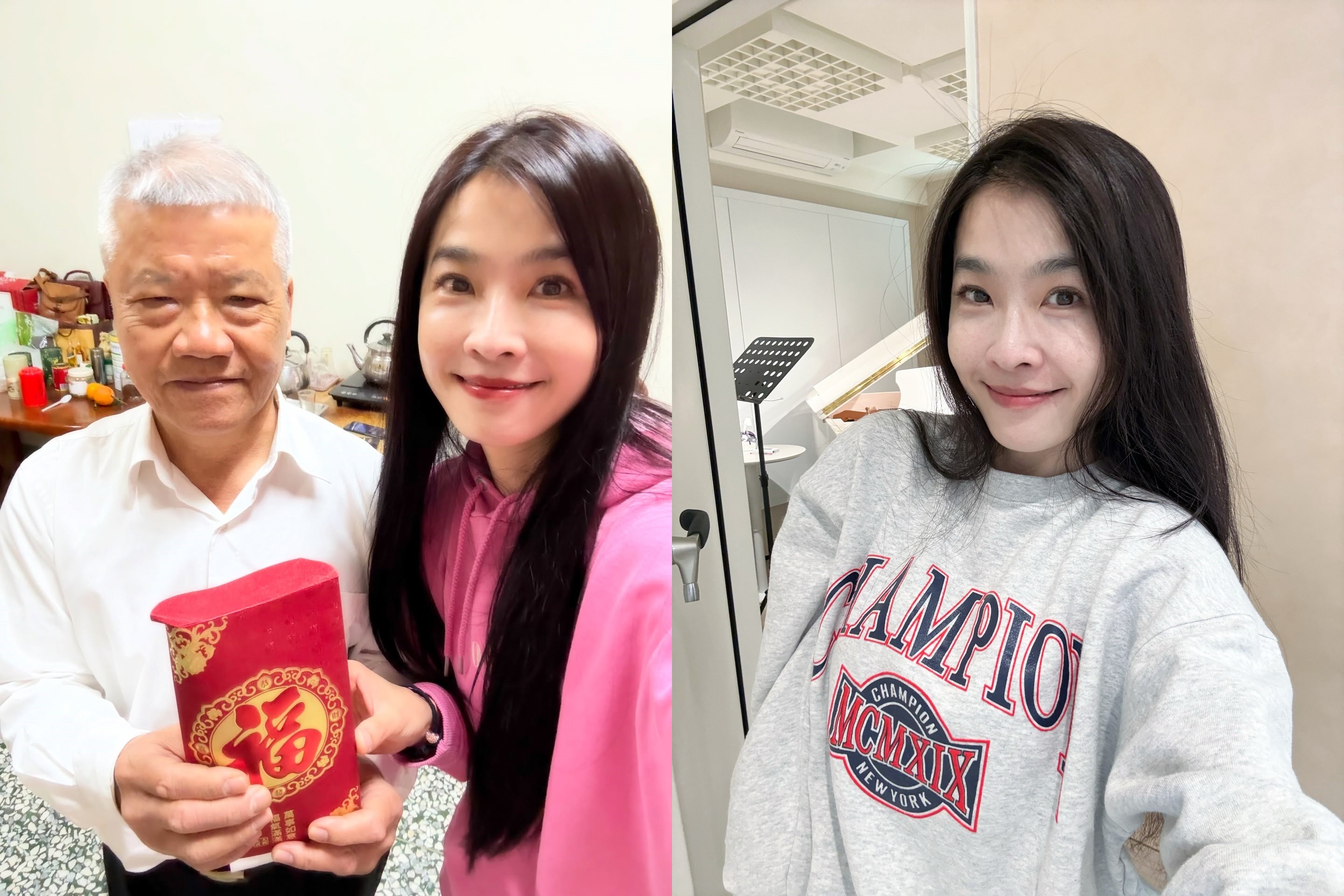 小嫻失去媽媽後,與爸爸一起過年。(圖/翻攝自小嫻臉書)