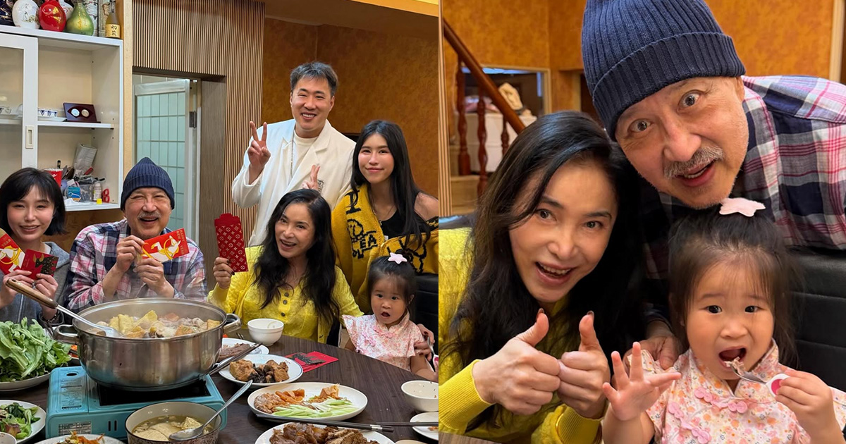 余天初一迎生日！孫女親手餵長壽麵。（圖／IG rou860209）