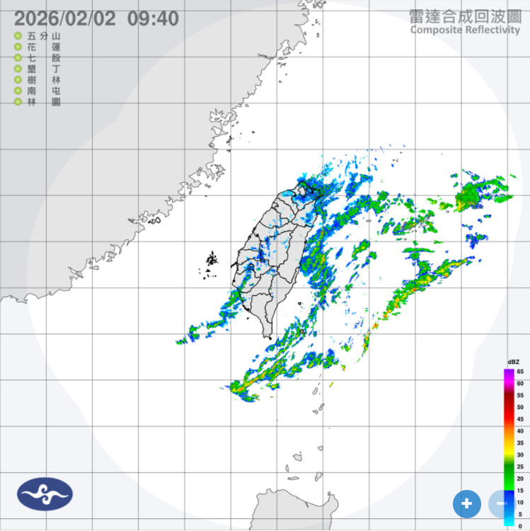基隆北海岸、大台北山區及宜蘭地區有短暫雨。（圖／中央氣象署）