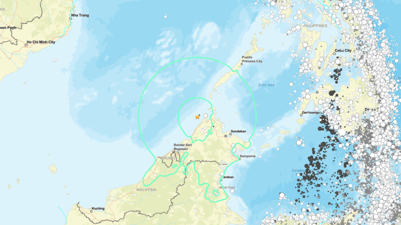 馬來西亞23日凌晨發生規模7.1強震。（圖／翻攝自USGS）