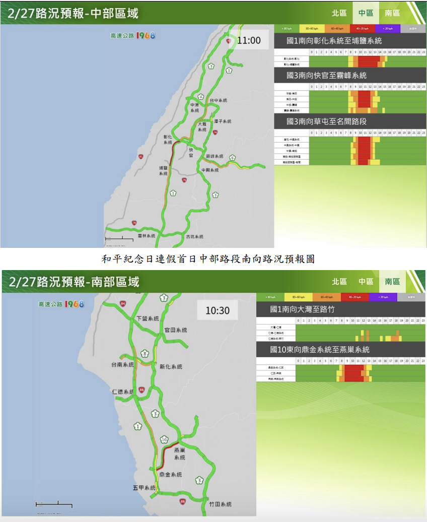 228連假高乘載管制一次看。（圖／高公局提供）