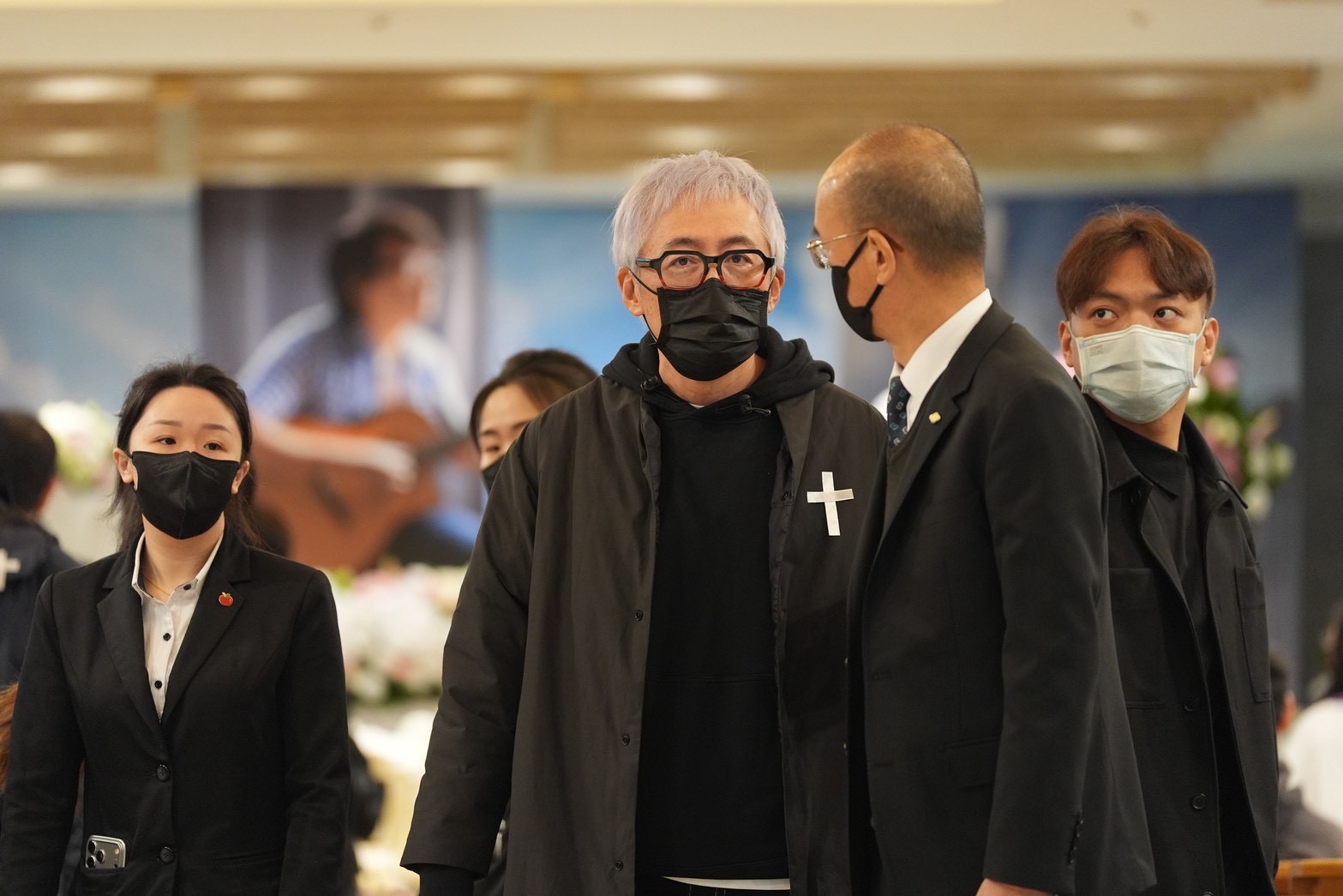 袁惟仁摯友張宇告別式後受訪。（圖／記者陳明中攝）