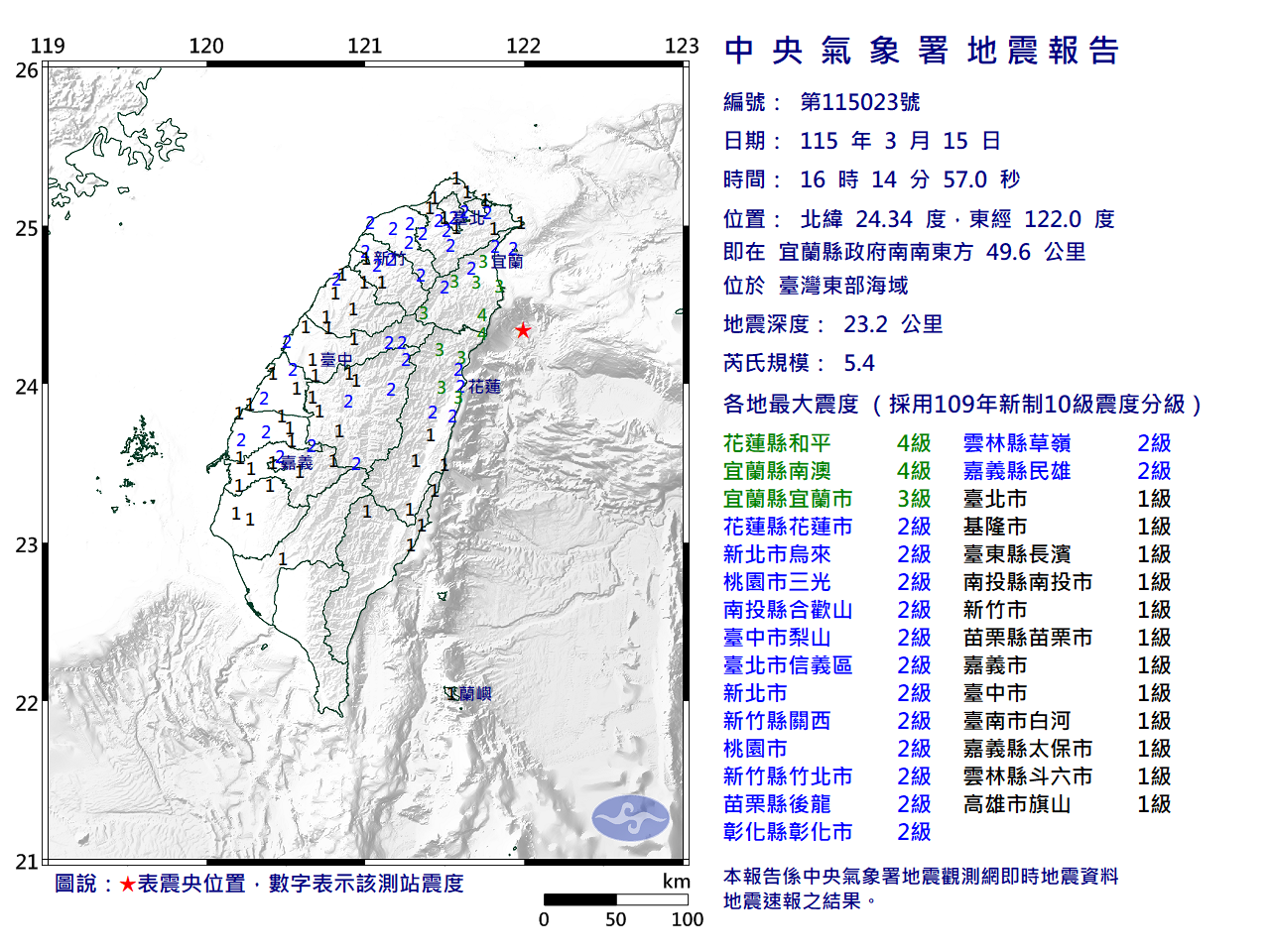 地震速報。(圖/氣象署)