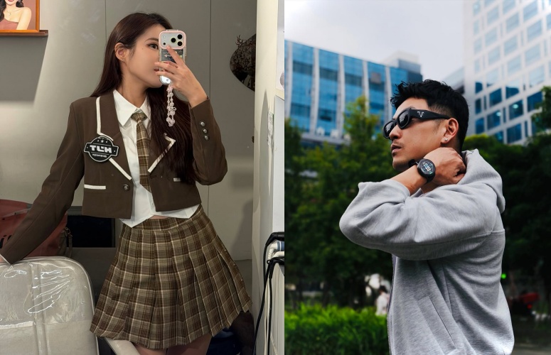 77老大被拍到在東區用餐,身旁正是網紅女友。(圖/翻攝自77老大、 黃書庭 Vivi IG)