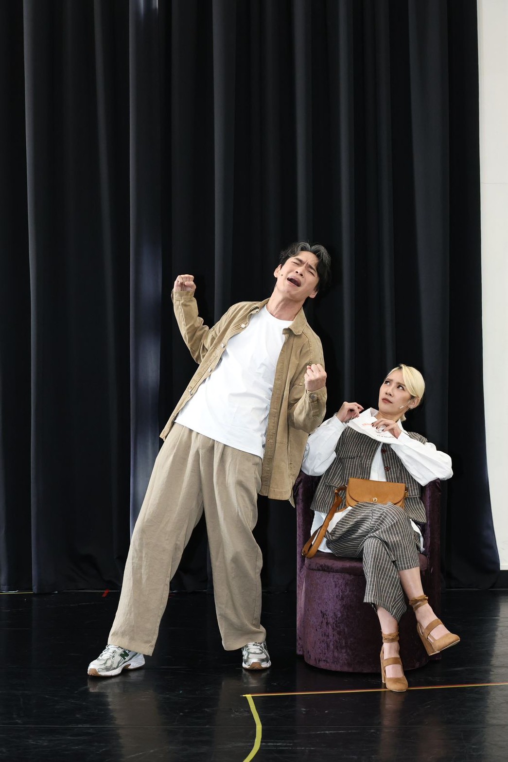 方宥心與黃鐙輝記者會現場帶來音樂劇精彩的彩排。（圖／娛樂中心）