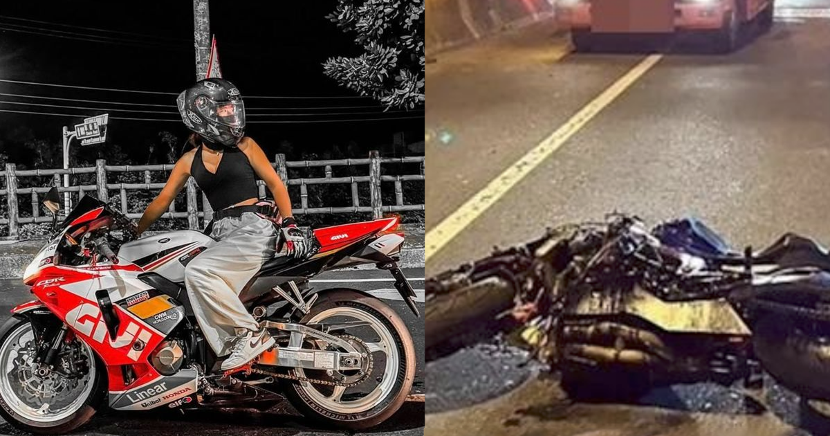 25歲陳女騎重機自摔遭輾斃。（圖／翻攝畫面）
