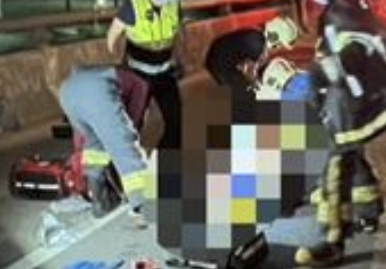 25歲陳女騎重機自摔遭輾斃。（圖／翻攝畫面）