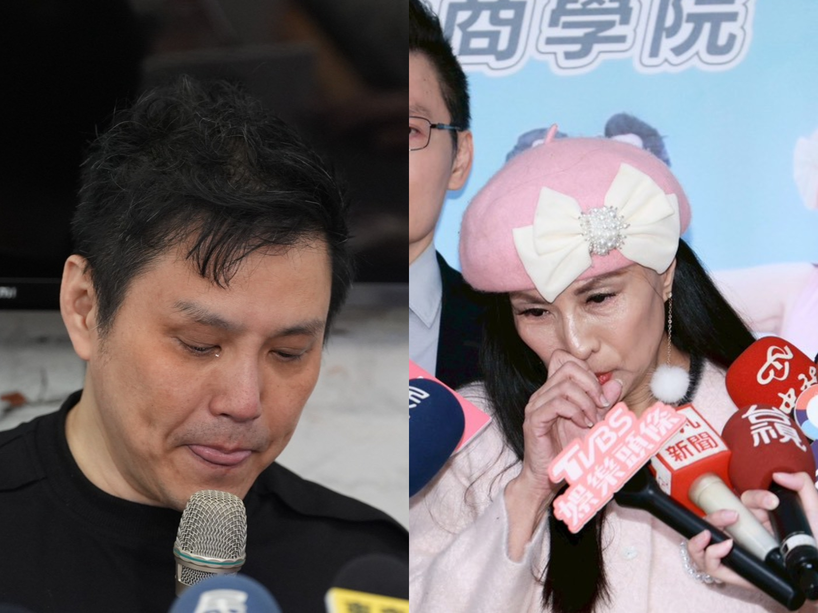 洪誠陽（左圖）和張淳淳（右圖）在記者會都很傷心。（圖／資料照、娛樂中心攝）