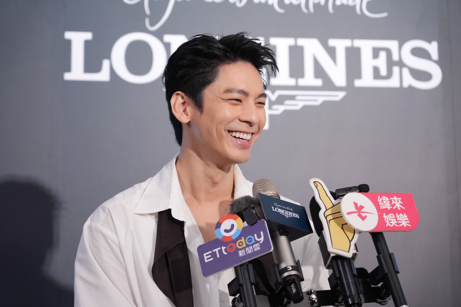 林柏宏笑喊有看過AI影片「你可曾在雪山上救過一隻狐狸」。（圖／記者陳明中攝）