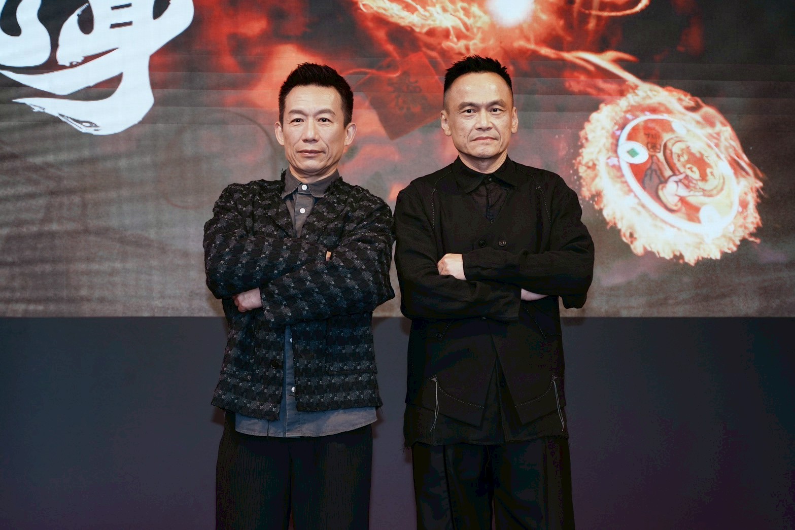 郭子乾（左）和陳以文現身記者會。（圖／記者陳明中攝）