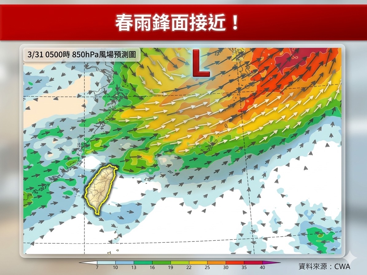 春雨鋒面接近。（圖／翻攝自林老師氣象站臉書）
