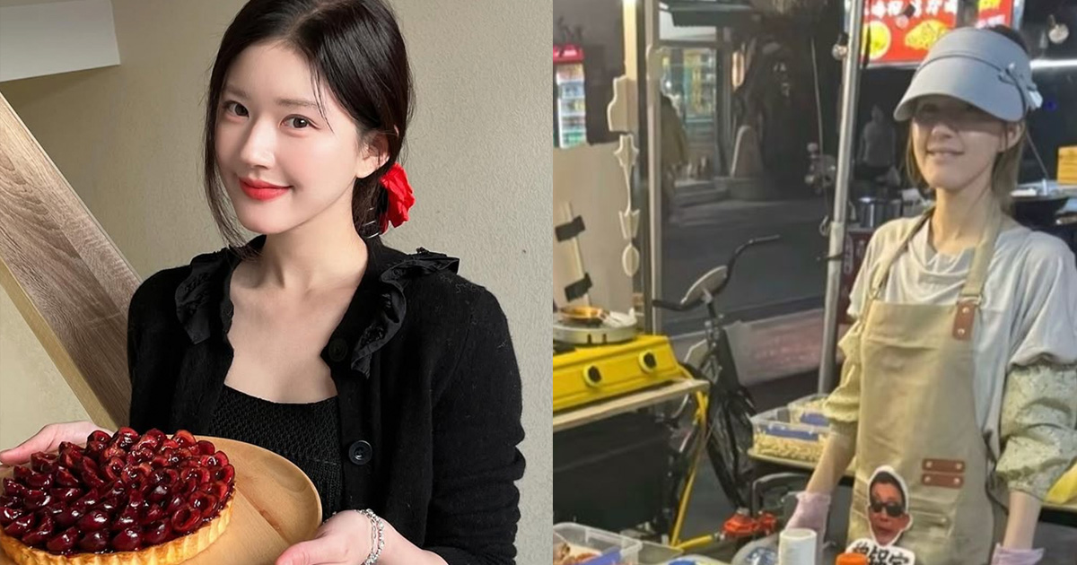 趙露思素顏擺攤畫面曝光。（圖／翻攝微博）