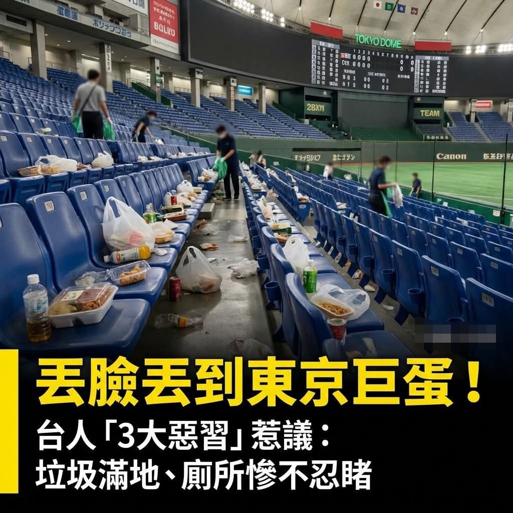 網路瘋傳台灣人到東京巨蛋看球賽，留下滿地垃圾。（圖／翻攝自XflJasmine X）