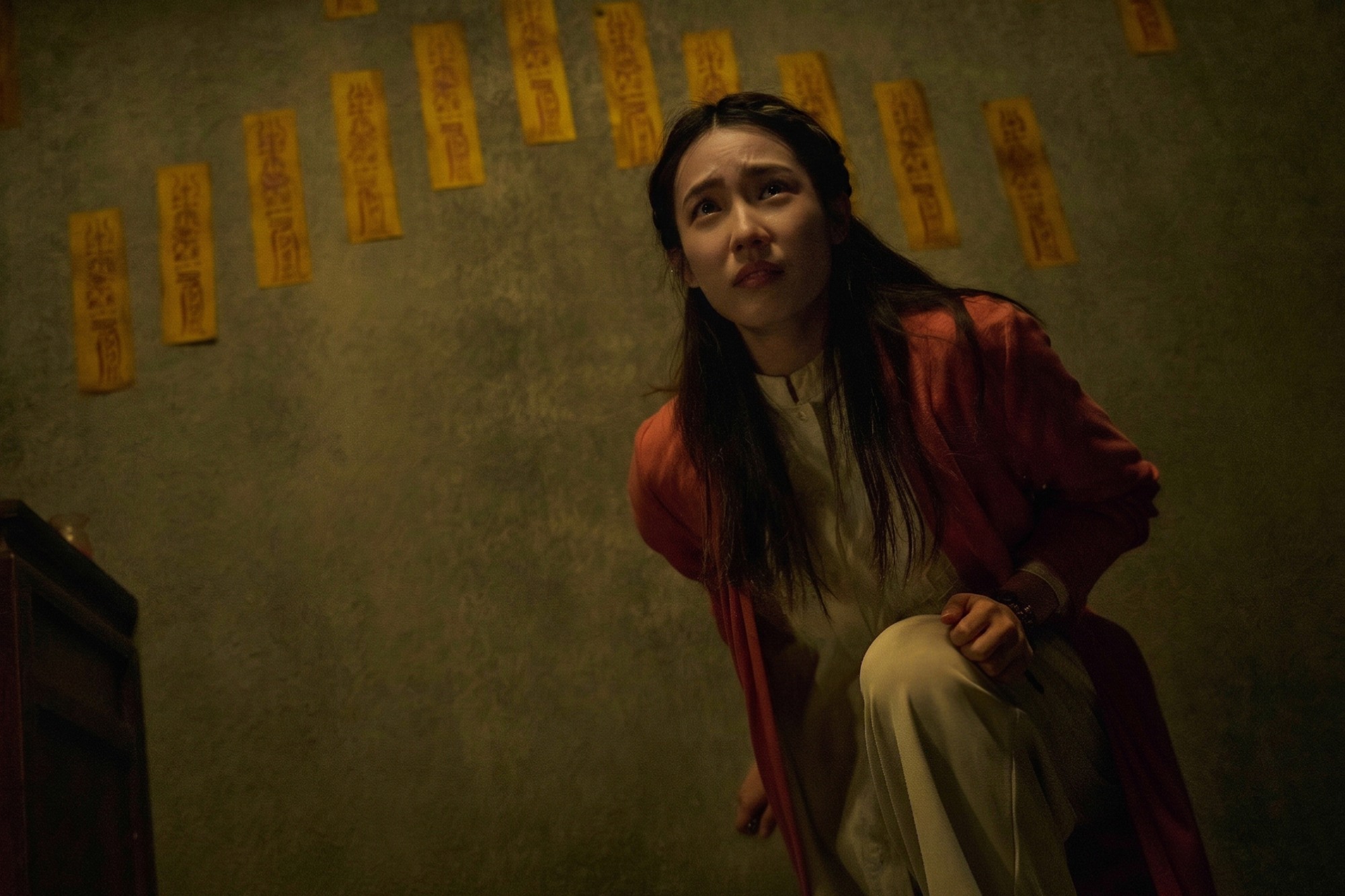 林思宇《祭弒》演出主角童年時期母親,與曹佑寧皆飾演仙姑乩身。(圖/威視提供)