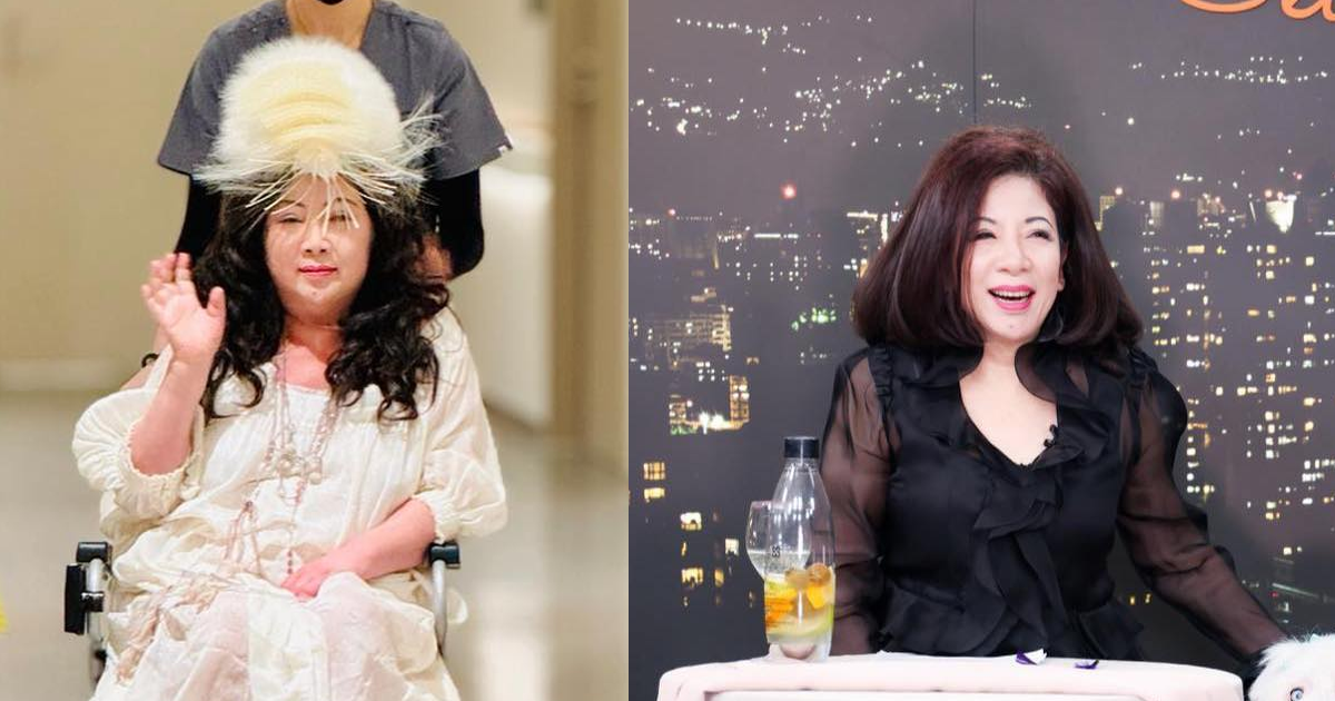 陳文茜自嘲腫到像媽祖。（圖／陳文茜FB）