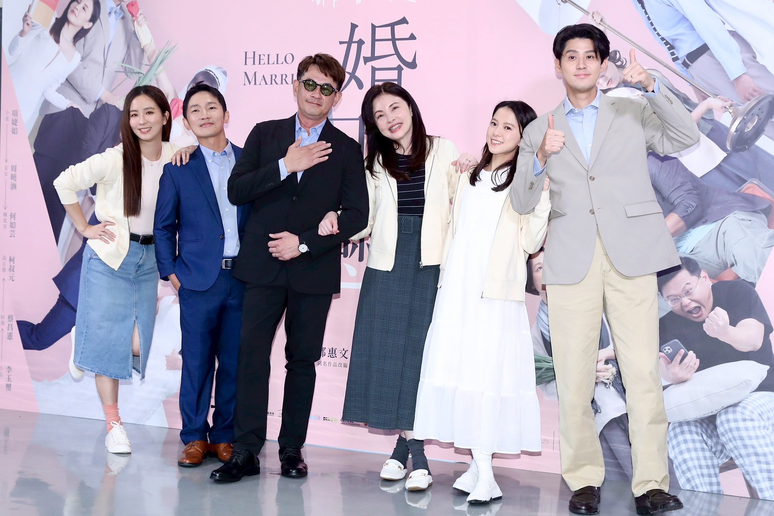 《婚內失戀》記者會,周曉涵(左起)、蔡昌憲、柯叔元、何如芸、項婕如、李玉璽。(圖/攝影組)