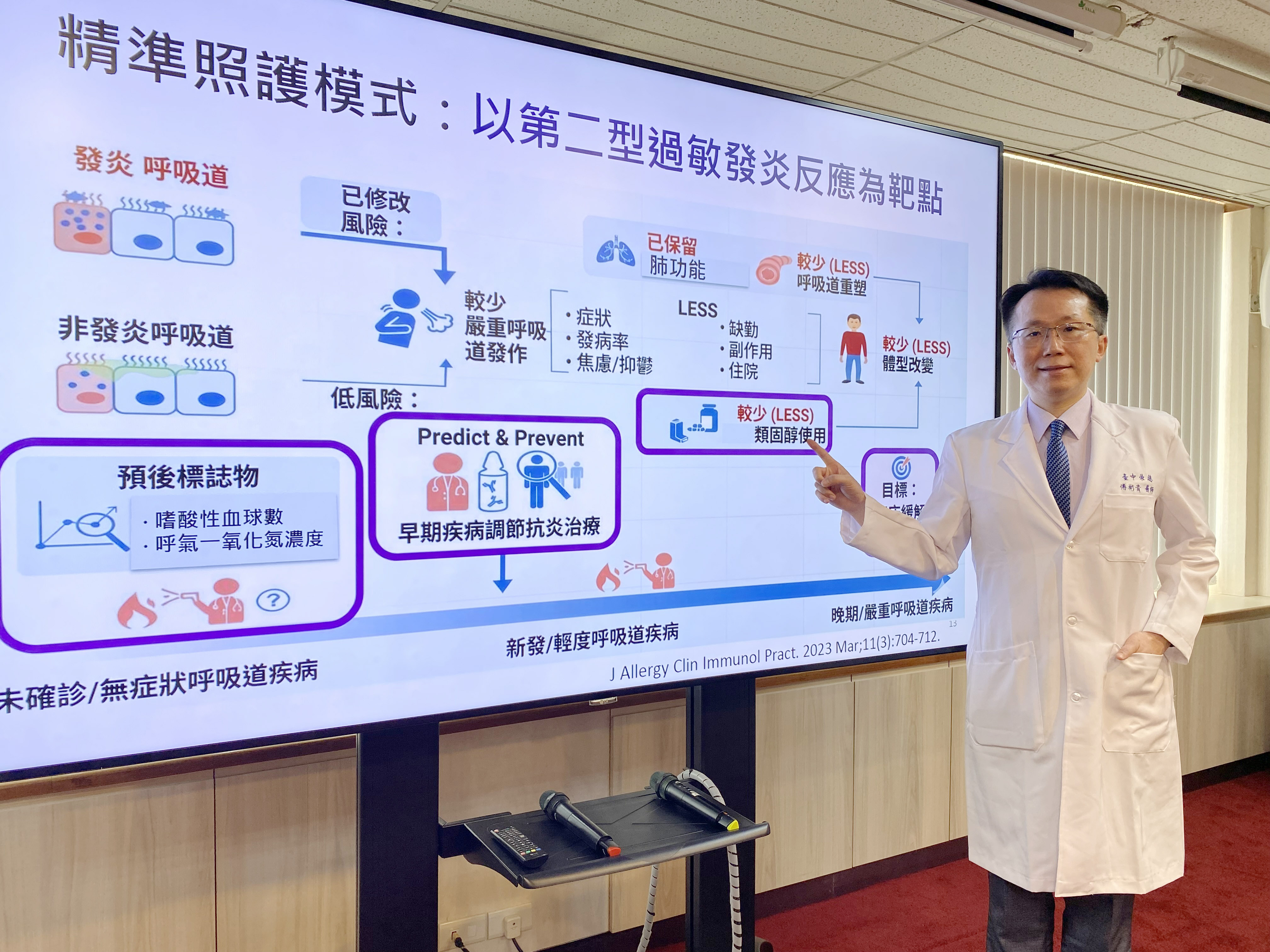 氣喘、慢性鼻竇炎、過敏性鼻炎及異位性皮膚炎等看似不同的疾病,實際共同都有第二型過敏發炎反應的致病機轉。臺中榮總跨科整合,提供「異病同治」的精準治療。(圖/台中榮總提供)