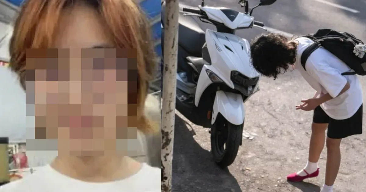 女大生車禍發生後還只顧看自己的車損，十分冷血。（圖／翻攝畫面）