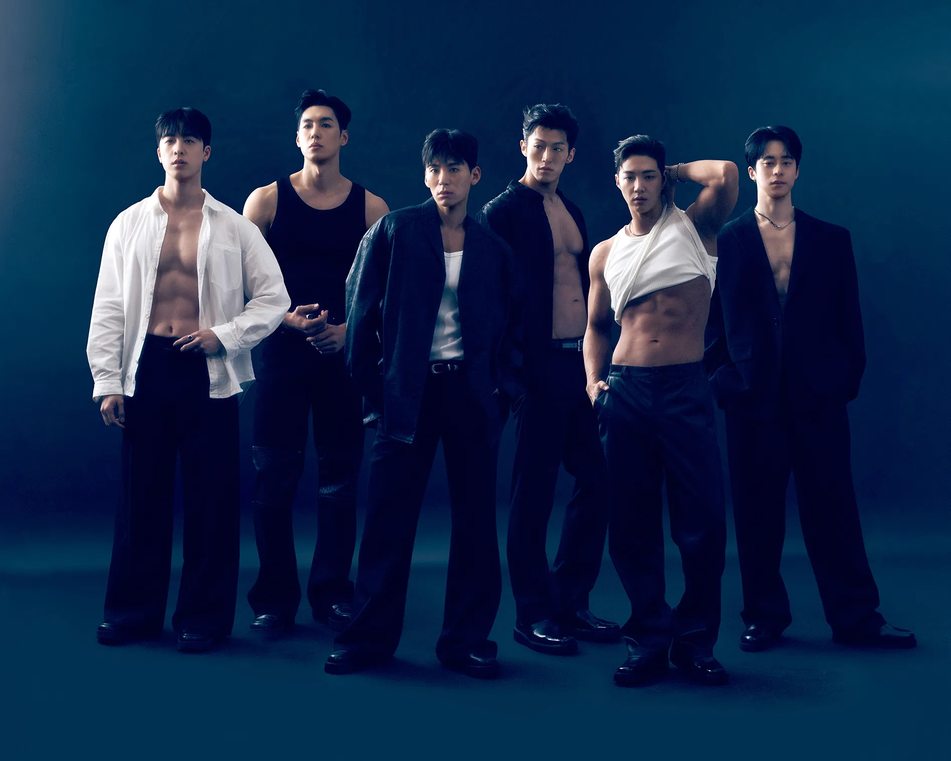 韓國18禁音樂秀《WILD WILD》將來台舉辦FAN LIVE,6大人氣演員梁耀漢(左起)、金鎮友、朴道鏡、姜天一、崔JAY、李潤濟都將來台演出。(圖/寬宏提供)