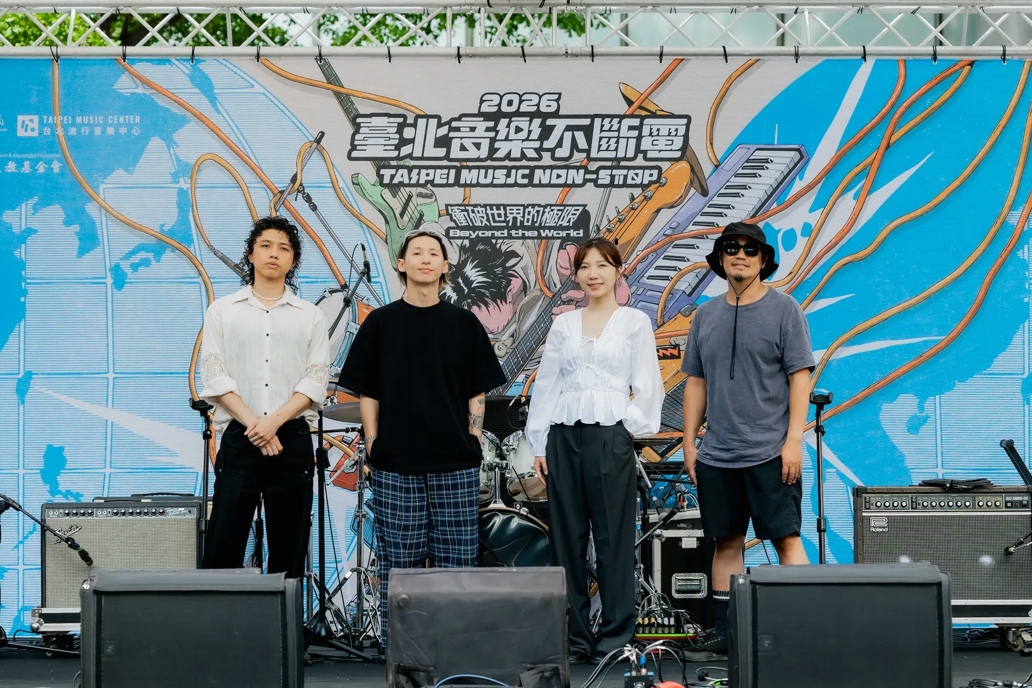 臺北音樂不斷電複賽評審冠佑(左起)、柯光、曼達、高潮。(圖/北流提供)