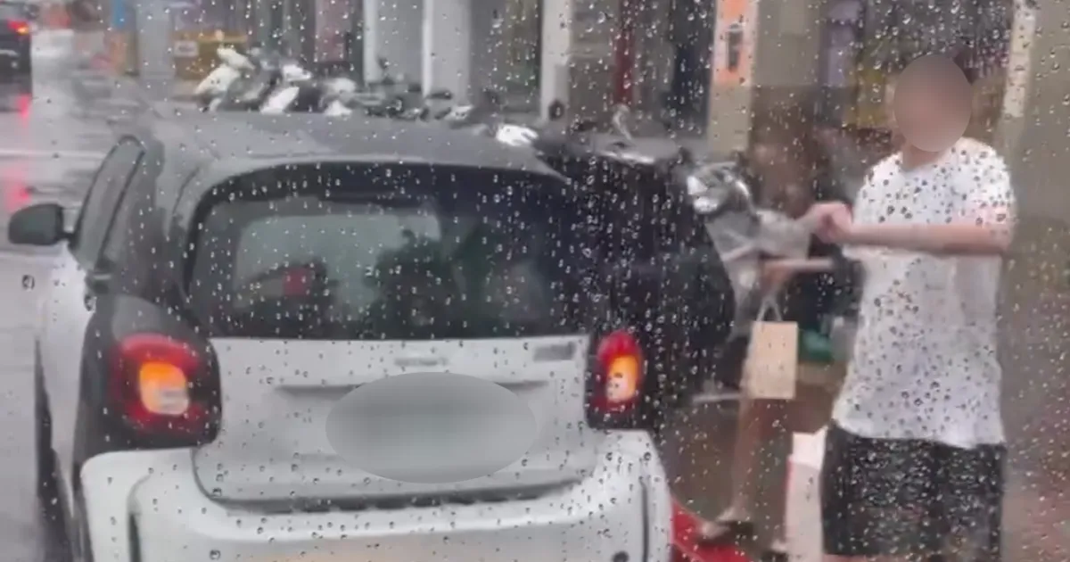 違停男朝公車司機丟香菸。（圖／翻攝Threads）