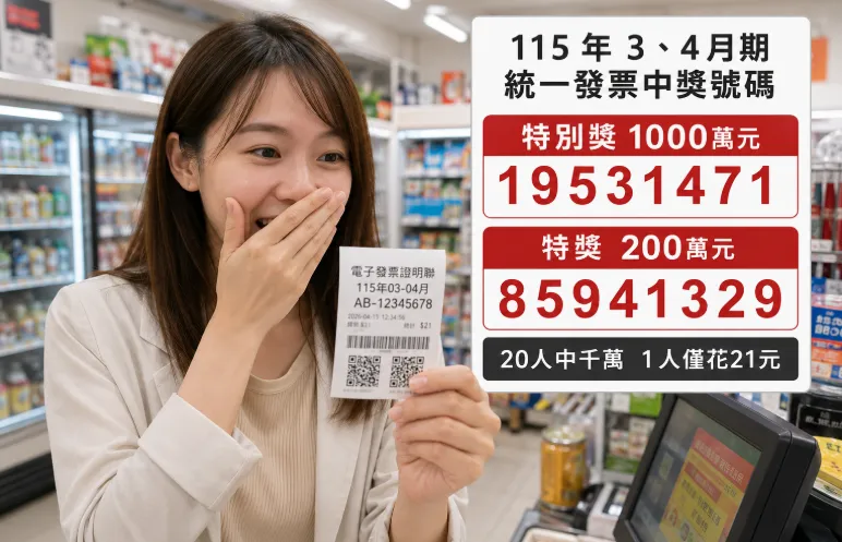 統一發票千萬獎揭曉!20人抱走1000萬。(圖/AI生成製圖)