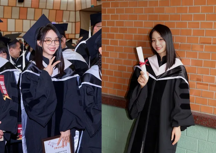 孫淑媚現身世新大學畢業典禮,領取碩士學位。(圖/翻攝自孫淑媚臉書)