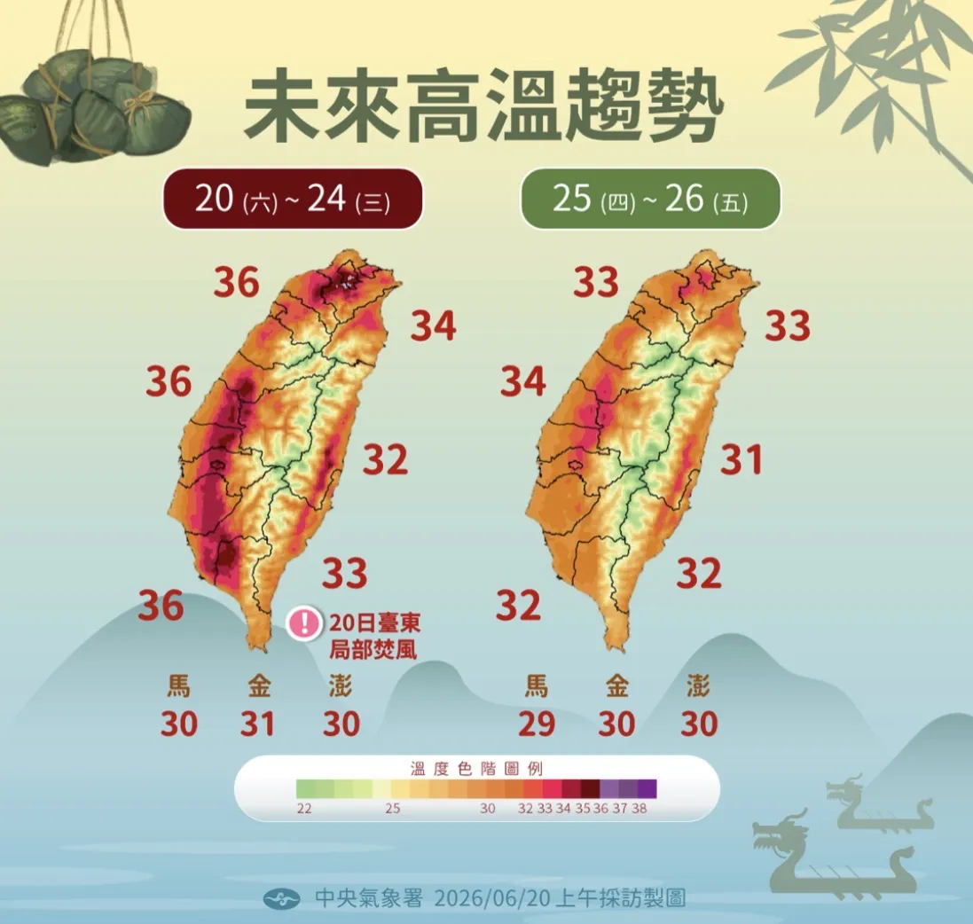 高溫趨勢。(圖/翻攝氣象署官網)