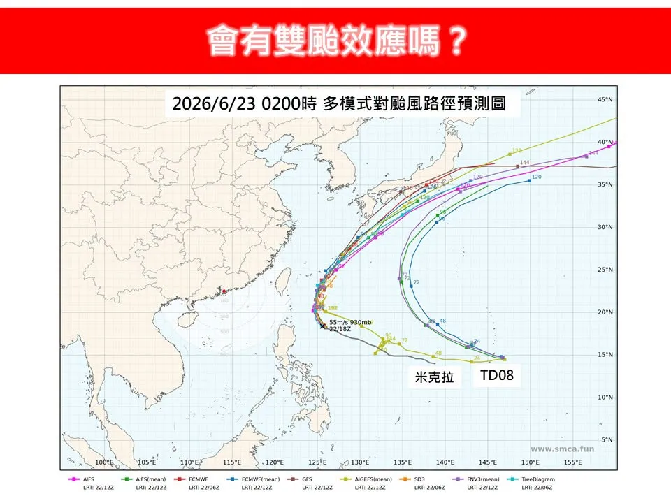 雙颱共舞機率低。（圖／翻攝自林老師氣象站臉書）