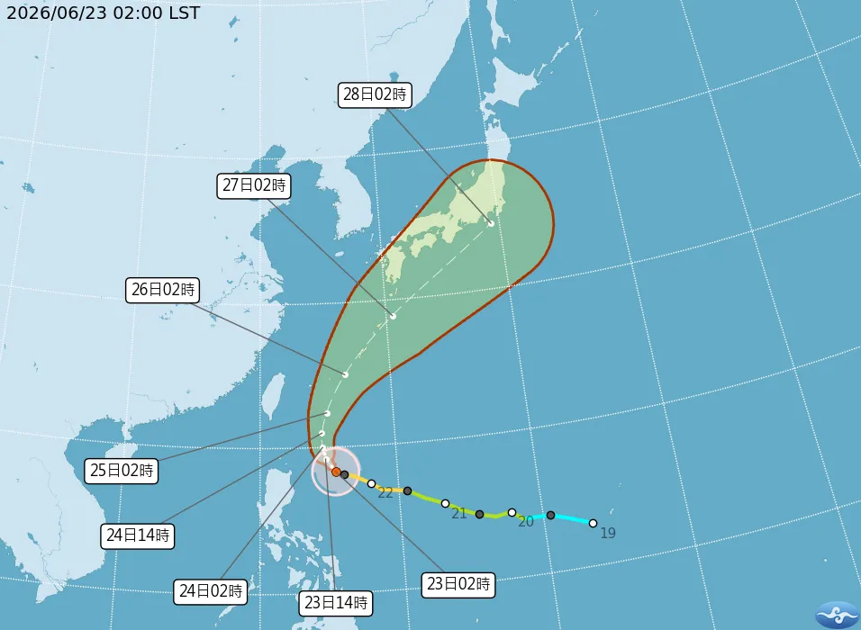 米克拉颱風將逐漸北轉。（圖／氣象署）