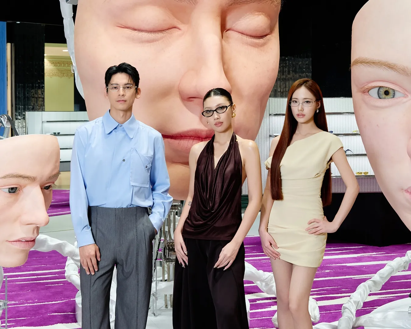 林柏宏（左起）、Karencici、Lily一同出席活動。（圖／GENTLE MONSTER提供）