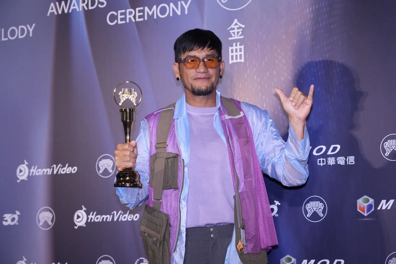 張震嶽開心拿下最佳作曲人。（圖／記者陳明中攝）