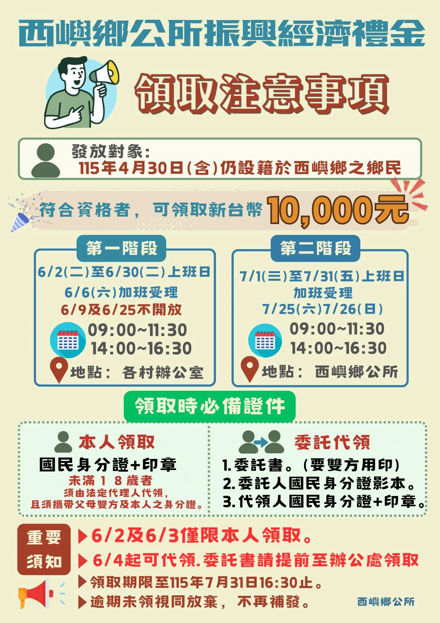 「普發1萬」澎湖西嶼鄉搶先拿。（圖／翻攝Facebook)