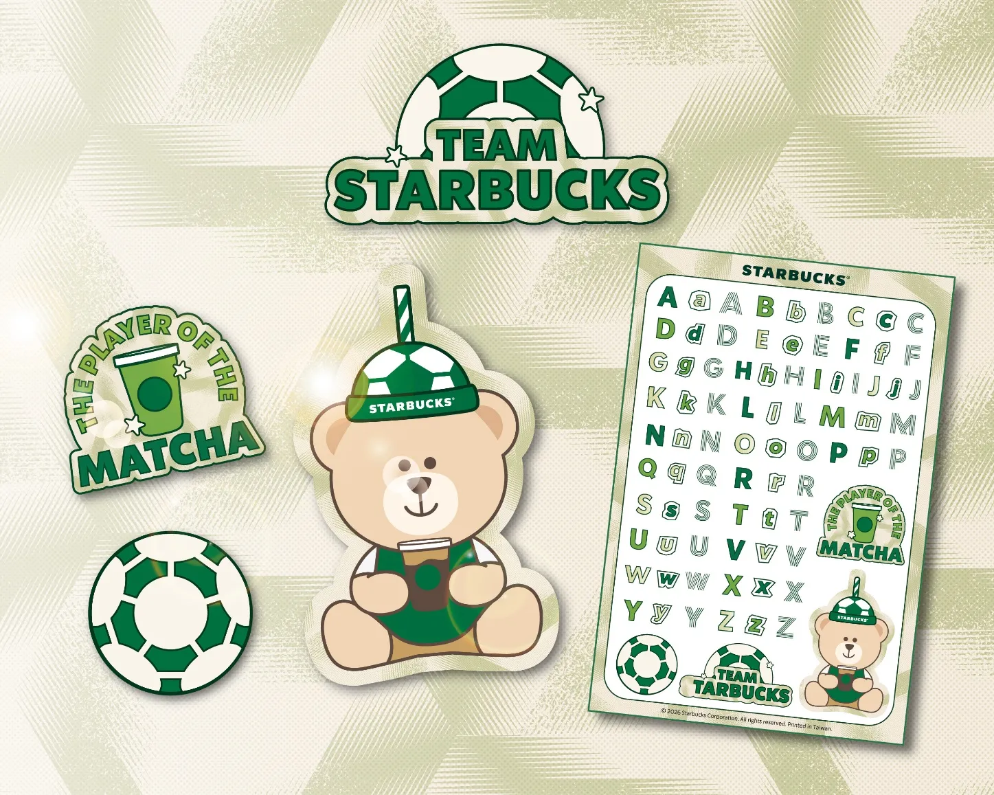 喝咖啡送限量貼紙！ 「TEAM STARBUCKS足球小熊」打造專屬應援風格。（圖／星巴克提供）