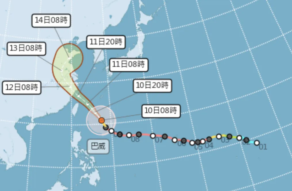 巴威動向路徑。（圖／氣象署官網）