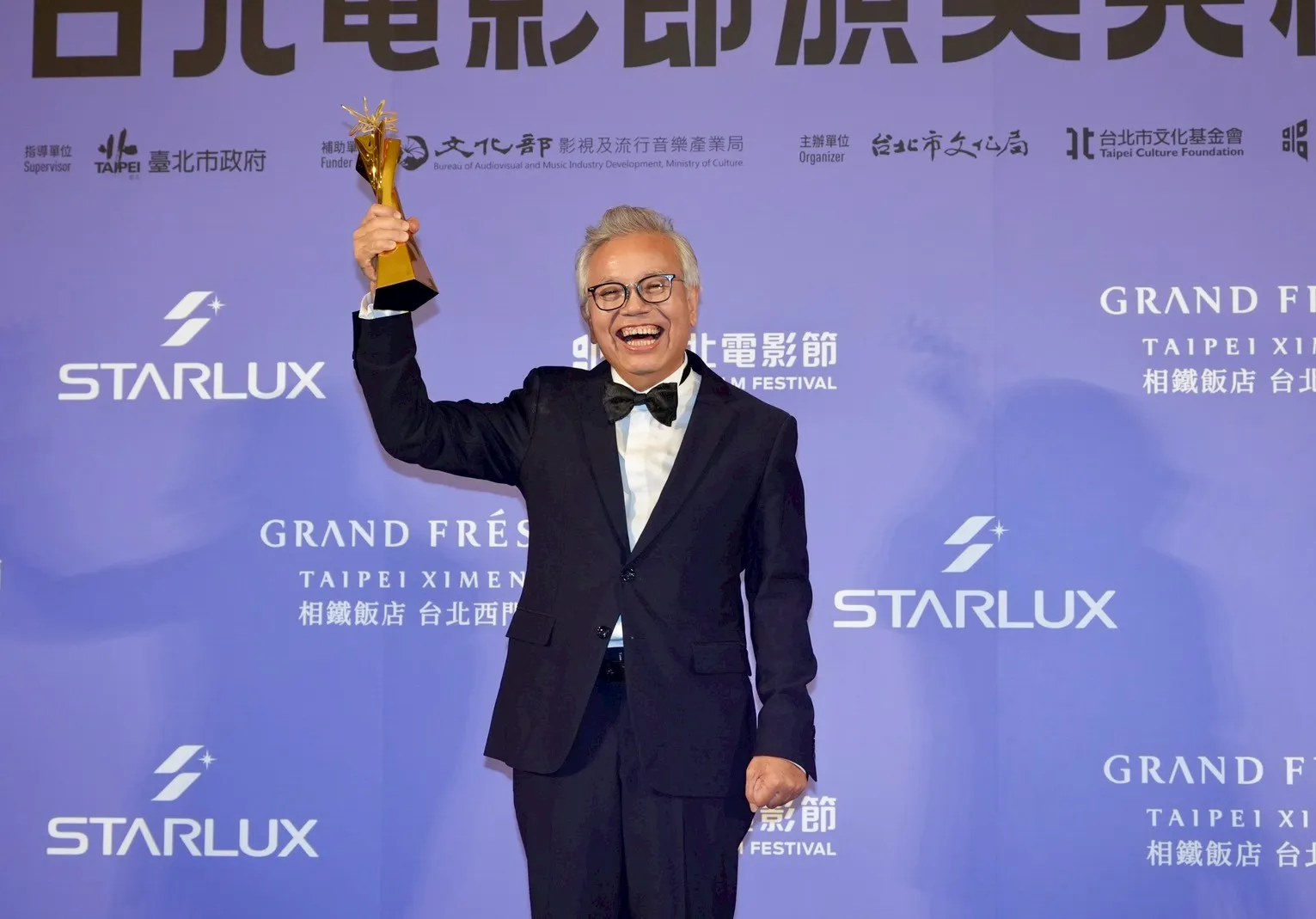 港星田啟文以《雙囍》抱回台北電影獎最佳男配角獎。（圖／記者陳明中攝）