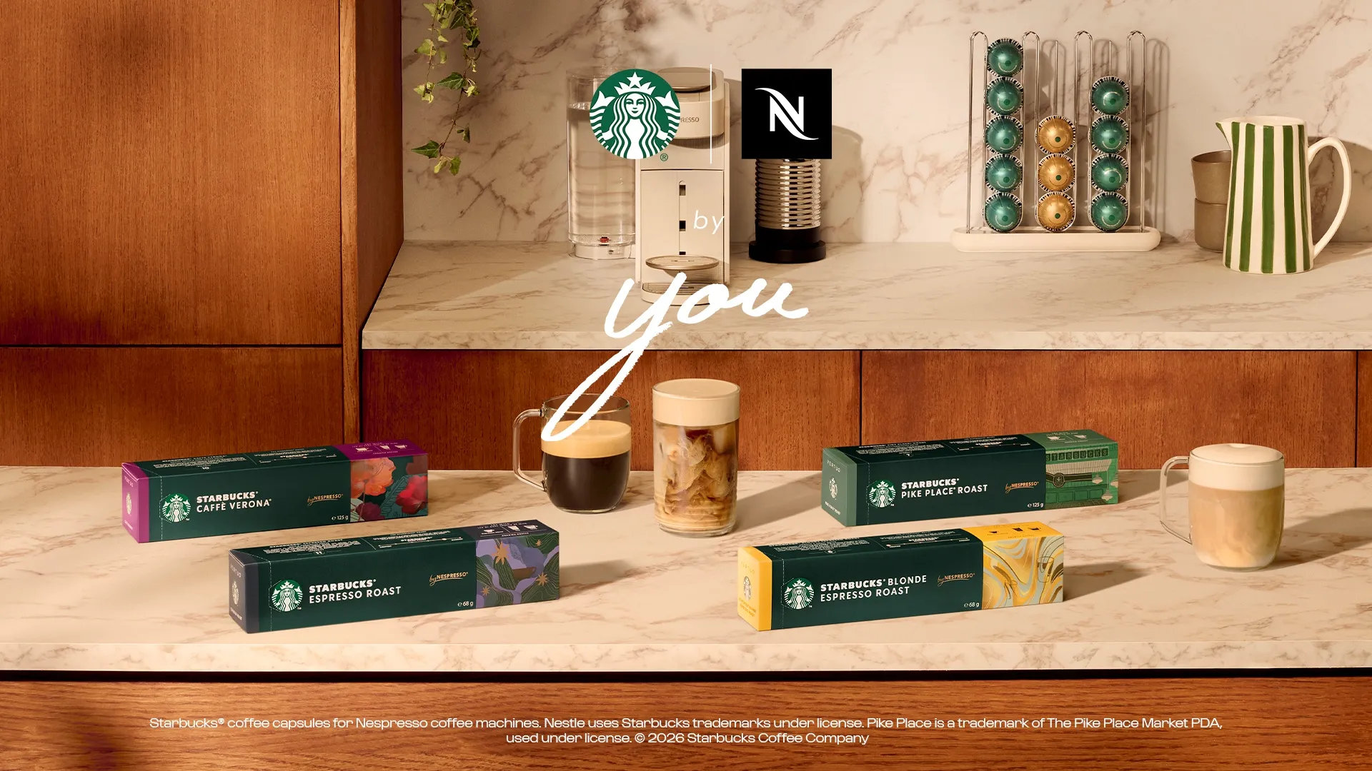 星巴克® Nespresso Vertuo 系列咖啡膠囊首度於台灣上市,推出六款星巴克® 最具代表性的經典咖啡。(圖/Nespresso提供)