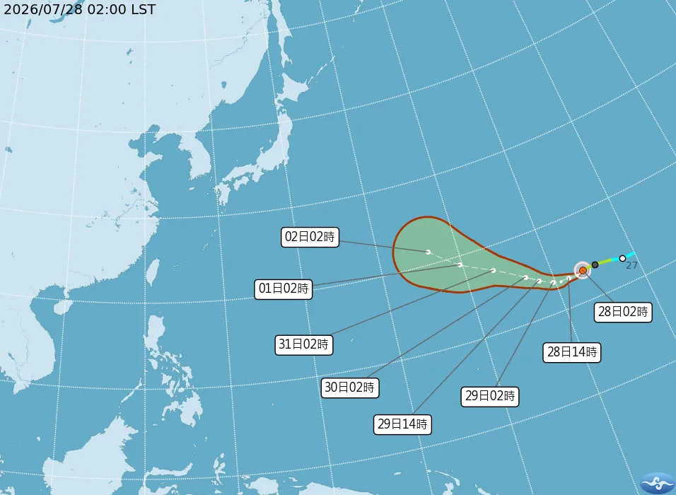 白海豚颱風將增強為強颱。(圖/中央氣象署)