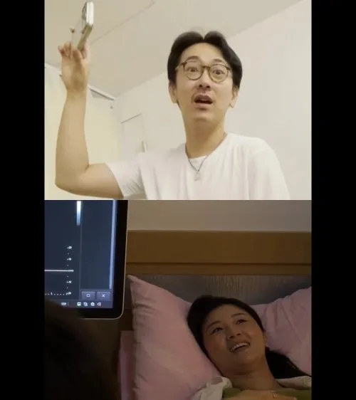 朱芷瑩與施名帥聽到寶寶心跳反應震驚又喜月。（圖／翻攝自朱芷瑩Zhi-Ying Zhu﻿臉書）