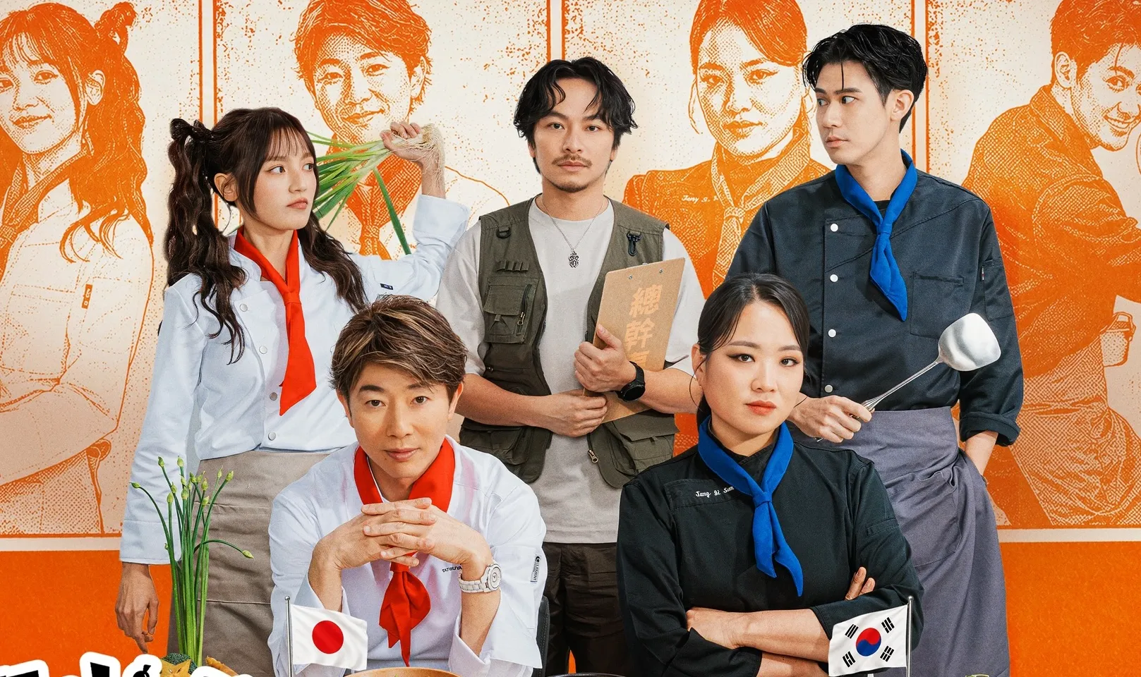 韓國主廚鄭智善與日本主廚川越達也參加實境節目《開火開伙》,在楊銘威與廚助團隊陪伴下展開17天台灣環島料理競賽。(圖/TVBS提供)