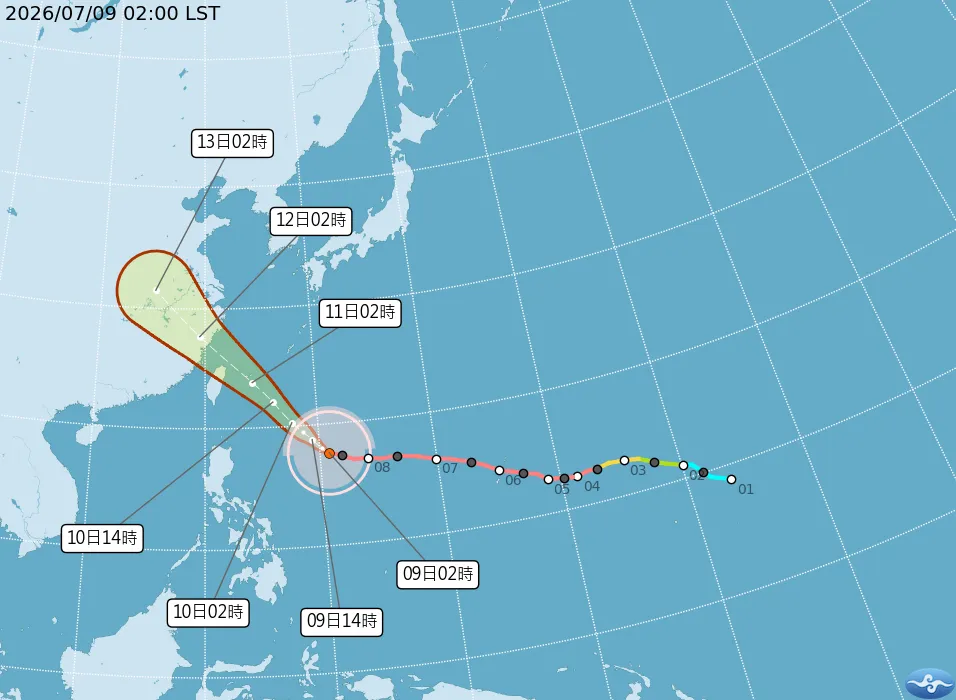 巴威颱風逐漸逼近台灣。(圖/中央氣象署)