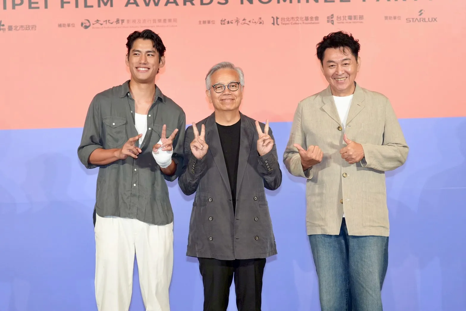 朱軒洋（左起）、田啟文、庹宗華出席北影入圍酒會。（圖／記者陳明中攝）