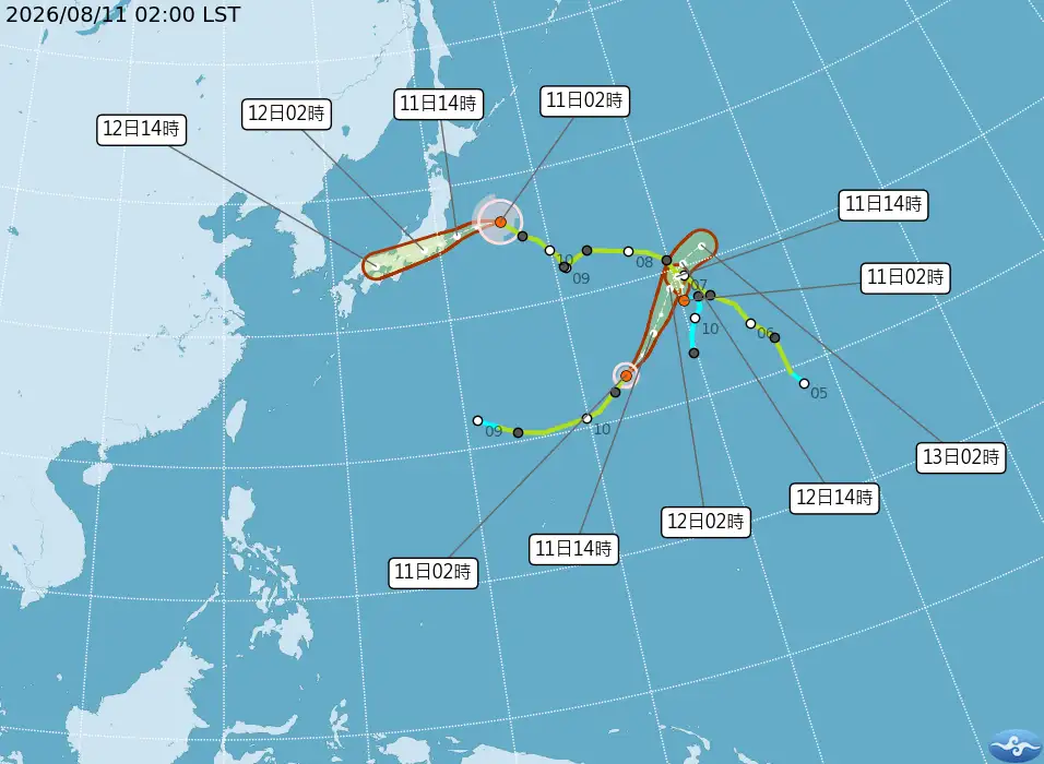 海面有2個颱風和1個熱帶低壓。(圖/中央氣象署)