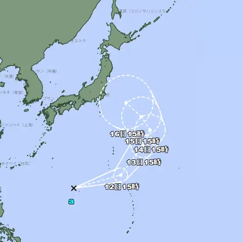 日本南方海面有一個熱帶性低氣壓生成。(圖/翻攝日本氣象廳)