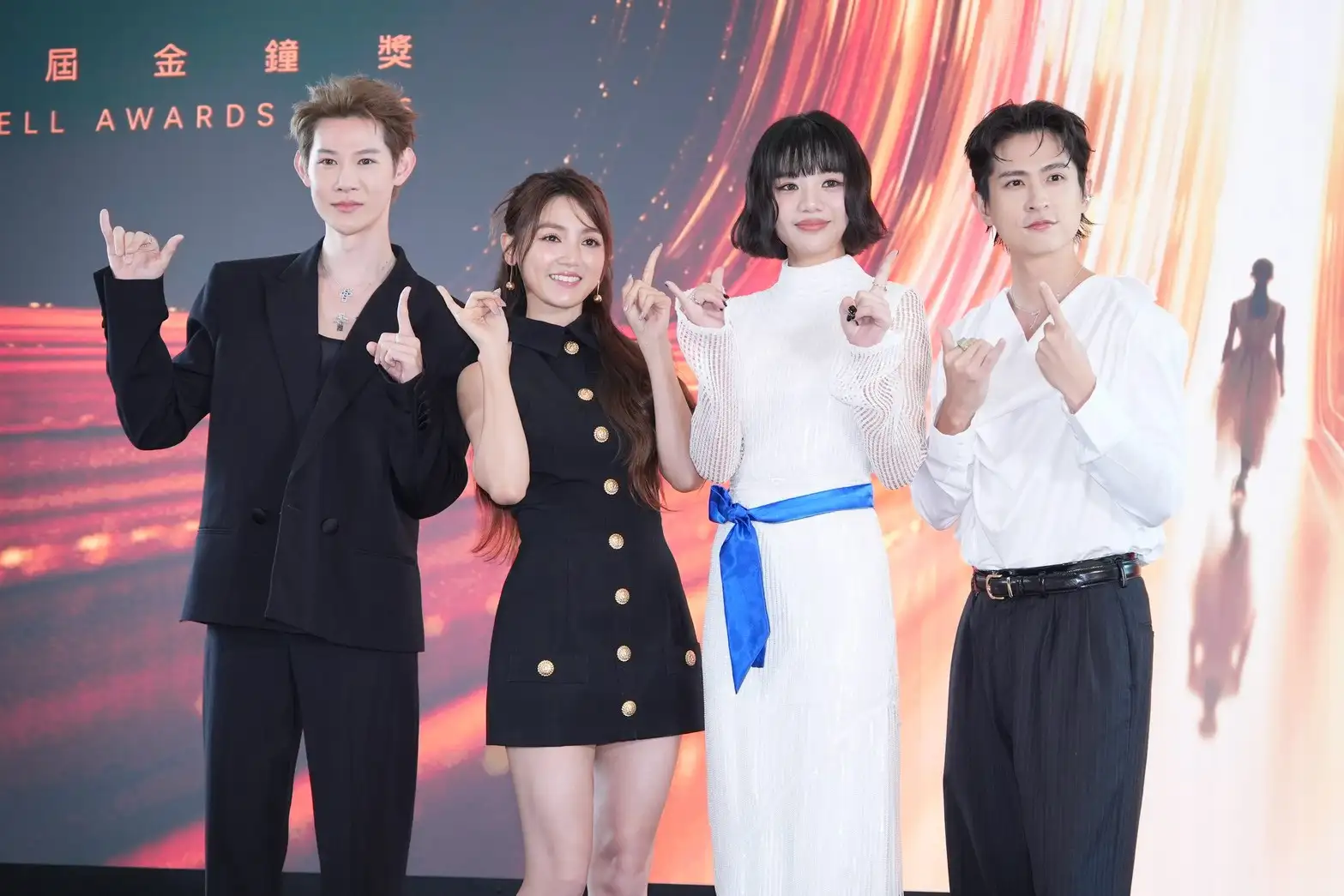 夏和熙、Dora謝雨芝與林葦妮(木木)、石知田出席 「第61屆金鐘獎-星光大道主持人發布會 」。(圖/記者許方正攝)