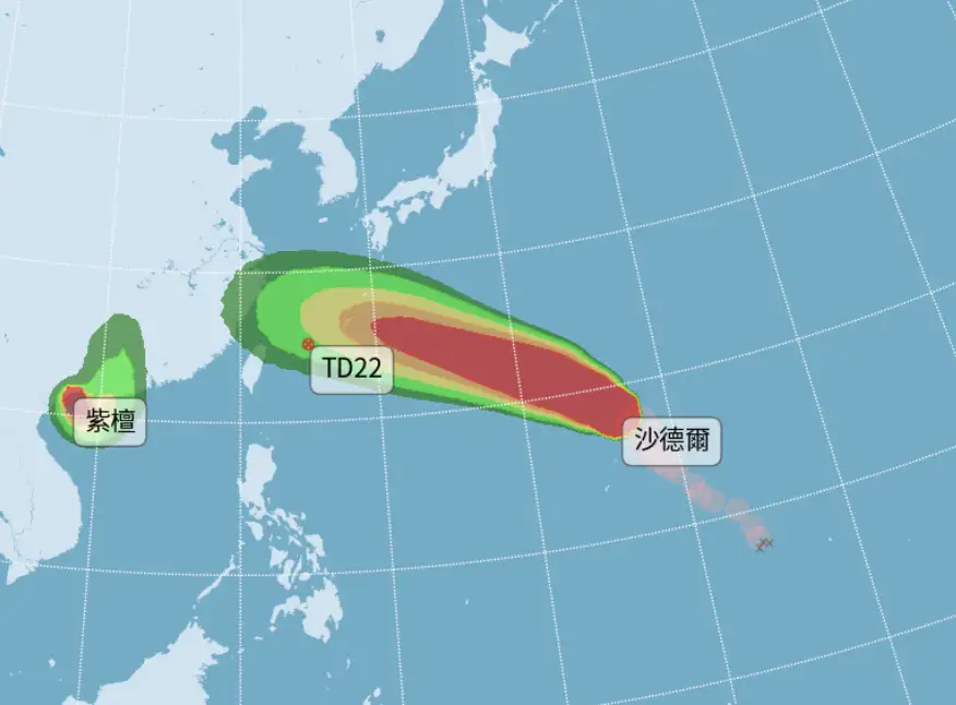紫檀、沙德爾颱風。（圖／中央氣象署官網）