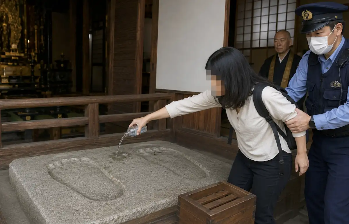 39歲台女竟對「日本國寶」淋油遭逮。(圖/示意畫面)