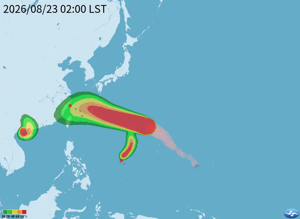 今天西南風進一步增強,加上低壓帶影響。(圖/中央氣象署)