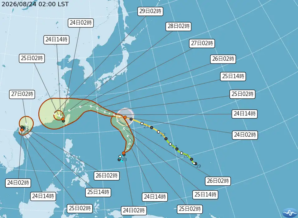 沙德爾颱風週五、週六最靠近台灣。(圖/中央氣象署)
