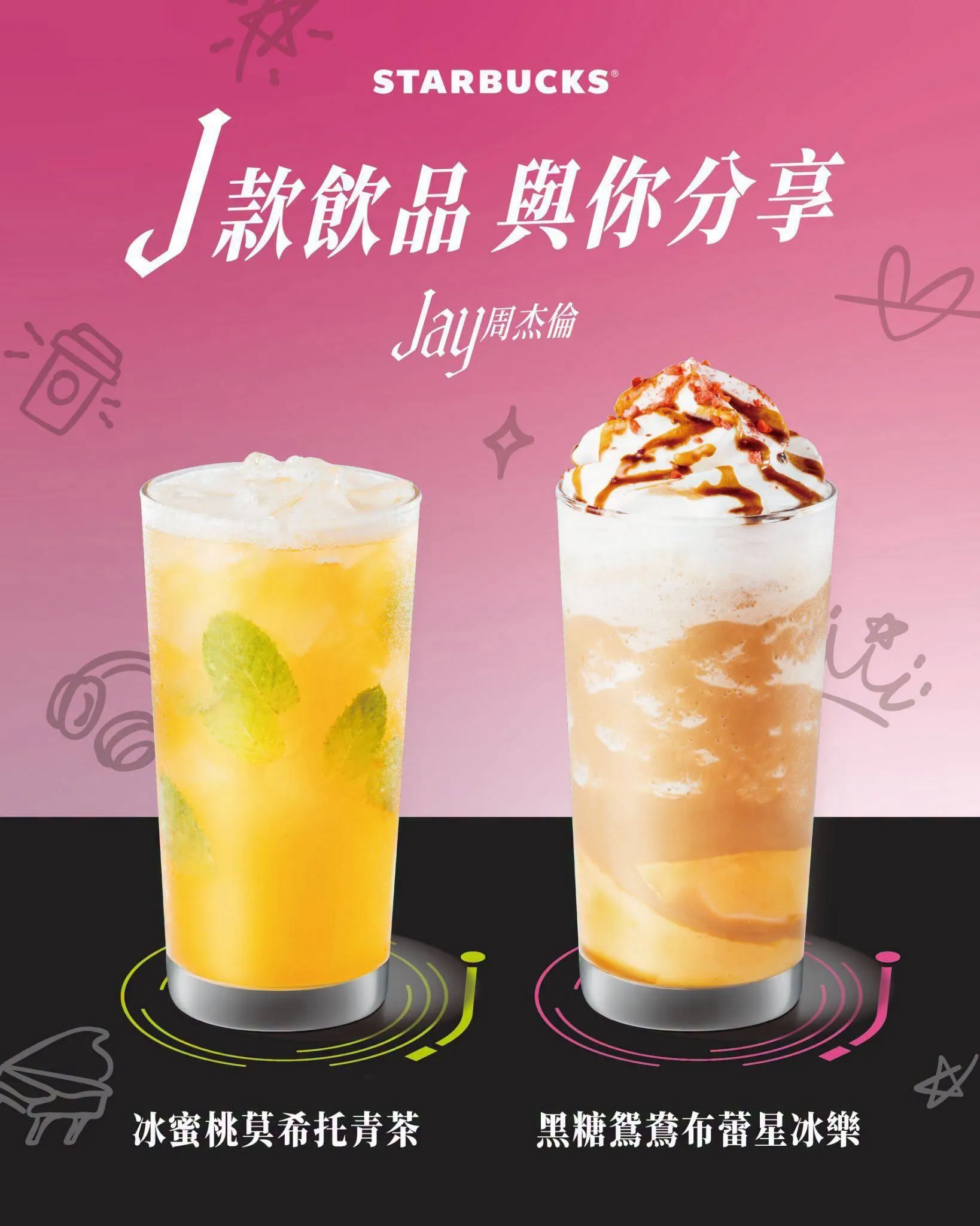 星巴克推周杰倫聯名飲品。（圖／翻攝自星巴克咖啡同好會臉書）
